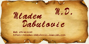 Mladen Dabulović vizit kartica